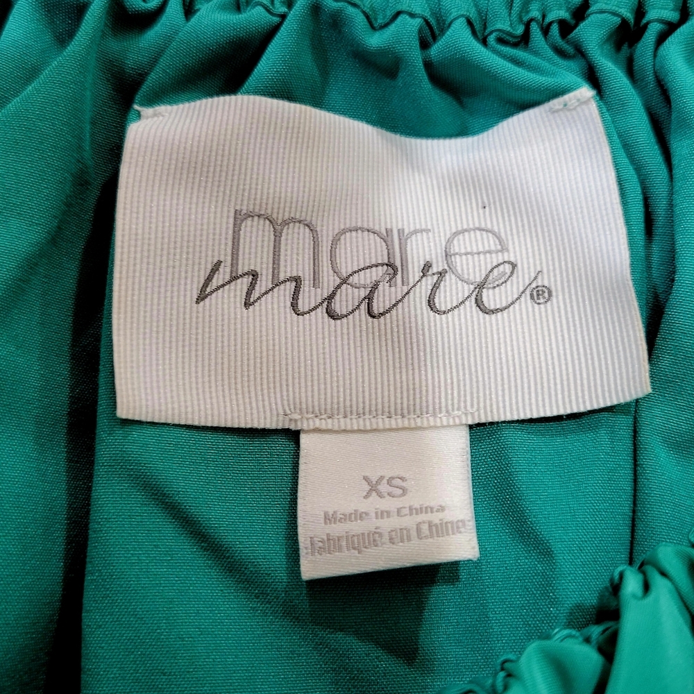 Mare Mare Anthropologie Green Off-Shoulder  Puff-Sleeve Dress | Size XS - Picture 4 of 5